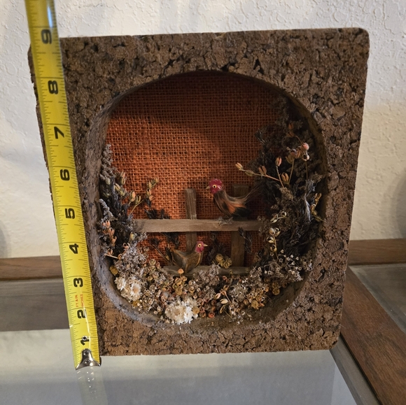 Vintage 1970's Cork Framed Miniature Pheasant Farm Scene Diorama - Picture 9 of 10